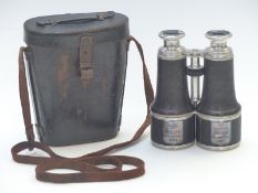 A pair of binoculars of Norwegian/Swedish and possibly military interest, with two enamelled plaques