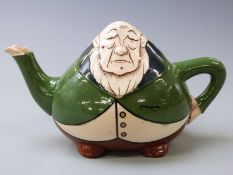 Foley Intarsio tea pot of squat form modelled as Paul Kruger (4 times president of the Transvaal