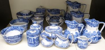 Spode Italian pattern set of graduated octagonal jugs, multiple milk/ cream jugs, several