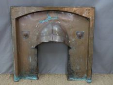 Arts and Crafts copper fireplace or fire surround, width 102cm