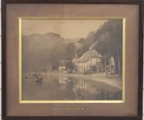 Framed photograph 'On The Dart', possibly ex railway or paddle steamer advertising, 46x53cm overall