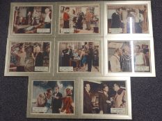 Eight lobby cards relating to the film School For Scoundrels featuring Terry Thomas and Ian