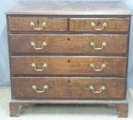 Georgian oak chest of two over three drawers, W98 x D54 x H87.5cm