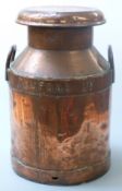 Vintage copper twin handled milk churn impressed Wrenburg, Trufood Ltd., UD(W)L, Trowbridge, H52cm