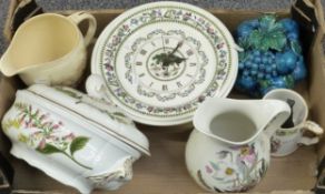 Portmeirion Botanic Garden clock, jug and bowl and other items, Spode Stafford Flowers tableware