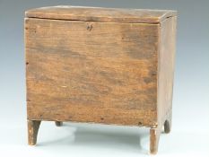 18th century metal-studded elm box with hinged lid, W45 x D39 x H44