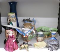 Royal Worcester Grandmother's Dress figurine, Royal Doulton Henry VIII character jug, Carlton ware