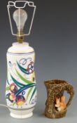 Poole lamp and Sylvac 4241 squirrel vase, 50cm tall