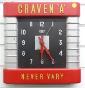 Craven 'A' Never Vary vintage Smiths electric advertising clock, H37cm