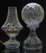 Waterford Crystal cut glass lamp with original paper label, 32cm tall, together with another similar