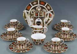 Royal Crown Derby Imari 1128 pattern six place setting coffee set with underplates and additional