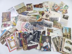 A collection of postcards including Devonshire Regiment greetings card, Barnsley, Gloucestershire,