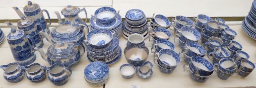 A large quantity of Spode Italian pattern teaware including multiple sizes and quantities of cups