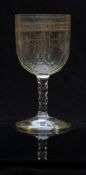 Georgian glass rummer with faceted and gilded decoration, 17cm tall