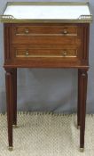 19th or early 20th century marble-topped two drawer bedside table with brass gallery W42 x D32.5 x