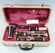 Console 'Selmer' of London composite bodied clarinet in original fitted case with spare reeds