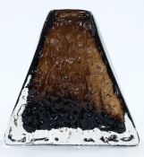 Geoffrey Baxter for Whitefriars Pyramid vase in cinnamon, pattern number 9674, 17.5cm tall.