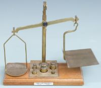 Arnold Precision Scales, Redhill, Surrey, brass postage or similar scales with weights to base,