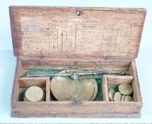 18thC / early 19thC T Brooksby, Wood Street, London, cased travelling beam scale with coin weights
