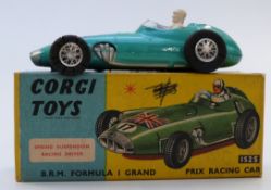 Corgi Toys diecast model B.R.M. Formula 1 Grand Prix Racing Car with turquoise body, white driver