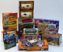 Twenty two Corgi, Vanguards, Matchbox and similar diecast model vehicles including Weetabix, Sidecar