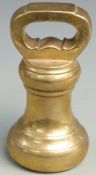 Victorian 14lb brass bell weight with VR below crown to top and further date stamps to base