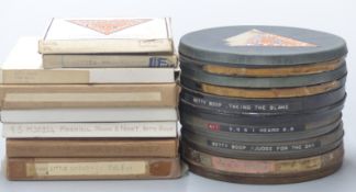 Fourteen 9.5mm Betty Boop cine film reels to include examples marked 'Taking the Blame', 'I
