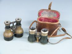 Chevalier of Paris pair of binoculars with leather case and a Ross of London pair