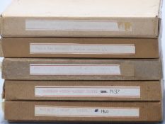 Five various 16mm cartoon cine film reels marked 'Popeye Fightin' Pals' and 'Paneless Window