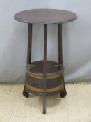 Lister oak occasional table, the coopered base with hinged lid, diameter 48 x H73cm