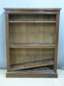 Mahogany bookcase with dog tooth adjustable shelving, W108 x D34 x H141cm