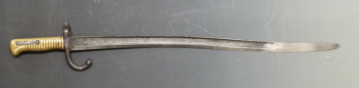French Chassepot 1866 bayonet inscribed 1867 to the 56cm blade