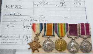 British Army WWI medals comprising 1914/1915 Star, War Medal and Victory Medal, named to 2704 Sgt