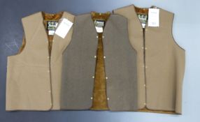 Three Barbour faux fur lined jacket linings 32, 44 and 46 inch chest, all new