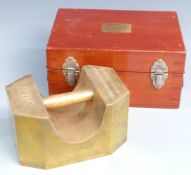 Cased Monmouthshire County Council 56lb standard weight by De Grave Short & Co. Ltd, engraved with