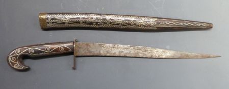 Wire inlaid Eastern short staffing sword