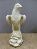 Garden reconstructed stone eagle on a rocky outcrop, 61cm