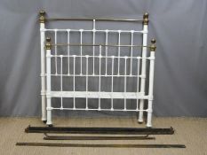 Victorian / early 20thC brass mounted bed, width 137cm