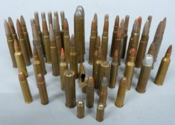 Fifty three various calibre collectors rifle cartridges. PLEASE NOTE THAT A VALID RELEVANT