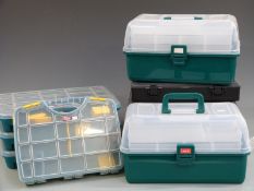 Ten fishing tackle boxes