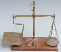 Victorian Degrave & Co, London, GPO postage scales with square and flat stacking weights to base,