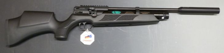 Weihrauch HW110 .22 PCP air rifle with shaped and chequered semi-pistol grip and forend, raised