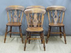 Four 19th century Windsor kitchen chairs, stamped to back J Sharples