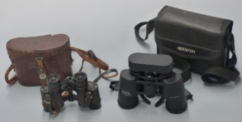 Opticron 7x42 bincoulars in case and a pair of Hensoldt 8x24 binoculars
