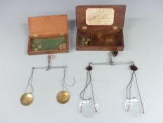 Two sets of travelling beam scales, one by De Grave Short and Fanner, the other unnamed but with