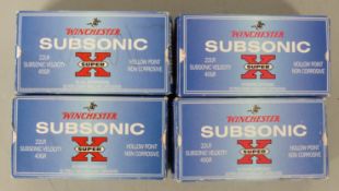 Seventy nine Winchester Super X Subsonic .22 rifle cartridges, all in original boxes. PLEASE NOTE