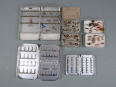 Five Wheatley aluminium fly boxes, one with inner hinged leaf, four with fitted clip interiors and