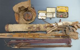 Vintage fishing tackle including wooden salmon/pike lure, Allcocks Hercules gut casts, a few trout