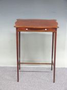 Georgian mahogany single drawer side table with inlaid decoration rasied on fine square tapering