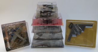 Eight approximately 1:72 scale diecast model aeroplanes including Avro Lancaster B1, B-2A Stealth